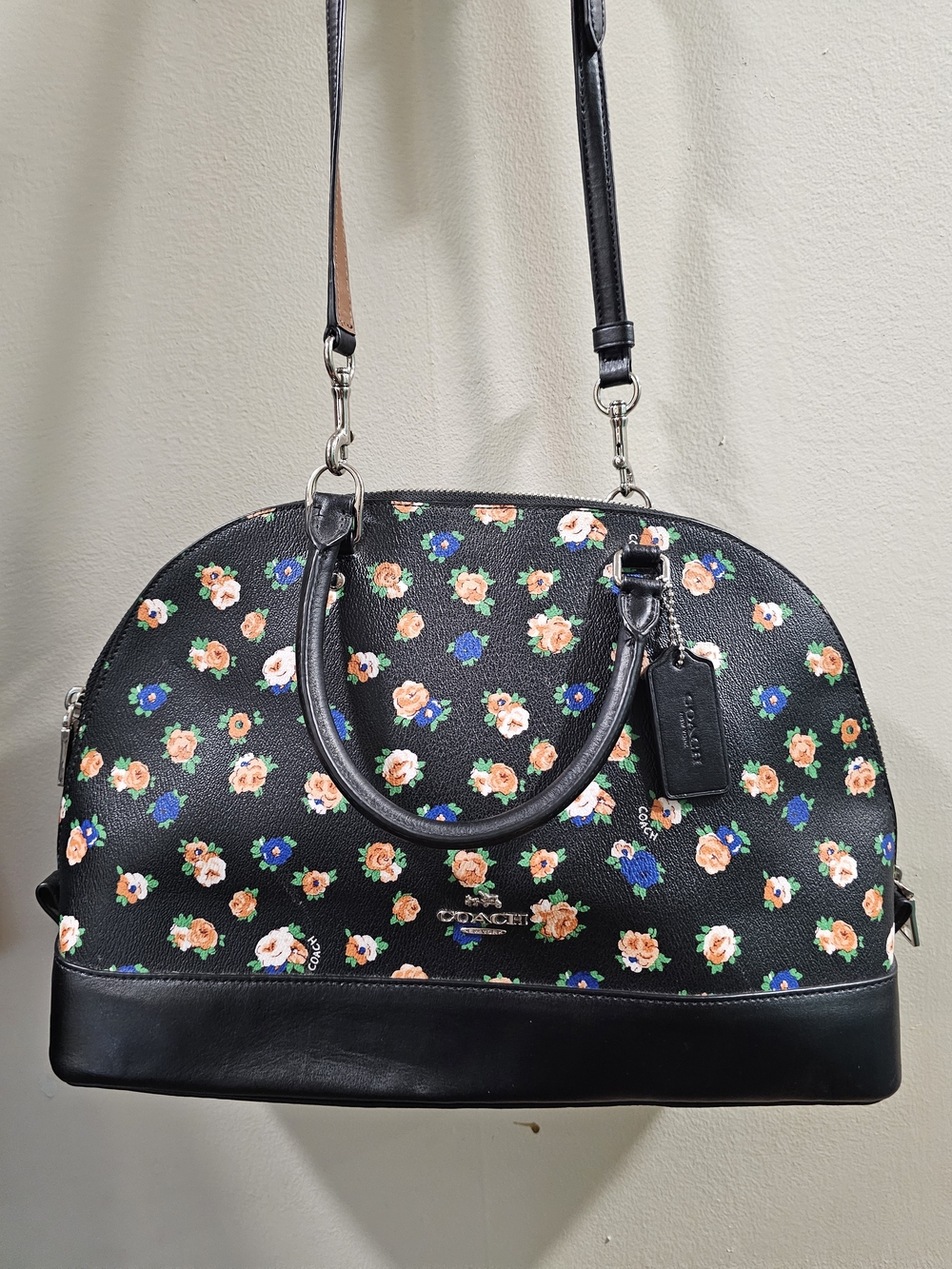 Coach Black Floral Dome Satchel Bag